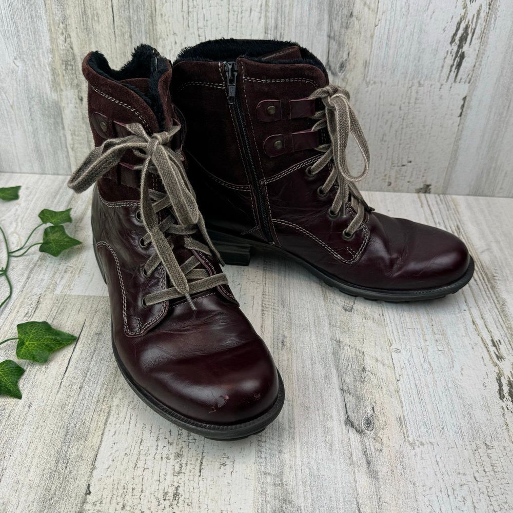 Josef Seibel Susie 01 Lace Up Ankle Boots, Red Bordeaux size 40/9.5 - Picture 7 of 12